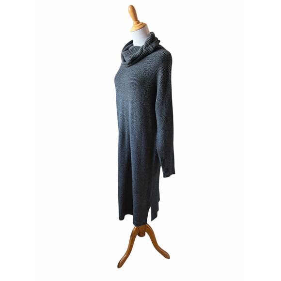 NWT Medium Old Navy Gray Shaker-Stitch Turtleneck Midi Long Sleeve Sweater Dress - Picture 7 of 7